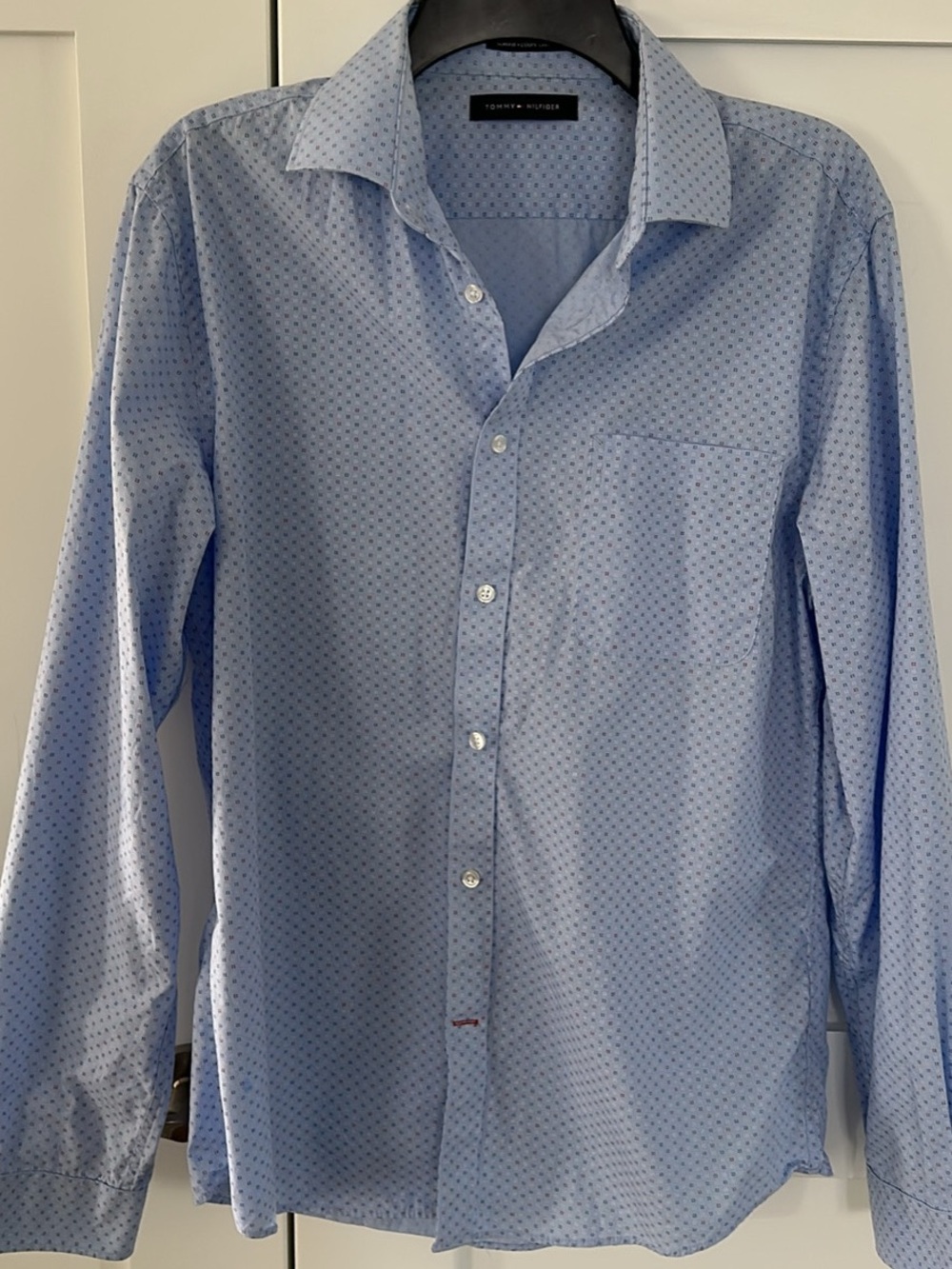 Tommy Hilfiger Light Blue Dot-Pattern Dress Shirt